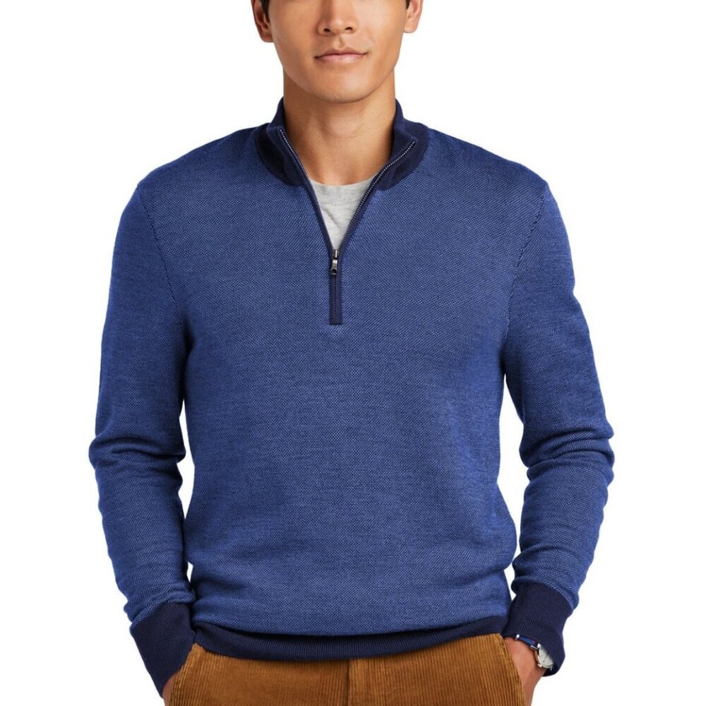 Brooks Brothers - Men's Washable Merino Birdseye 1/4-Zip Sweater